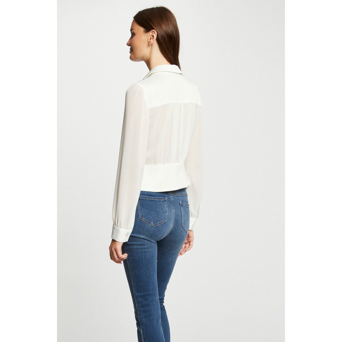 Chemise manches longues avec plis ecru, MORGAN