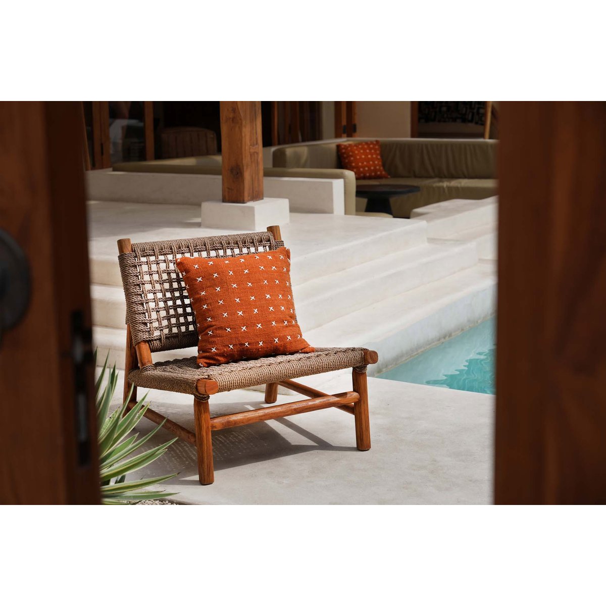 Housse de coussin en coton ZILLION KISS terre cuite blanc, BAZAR BIZAR