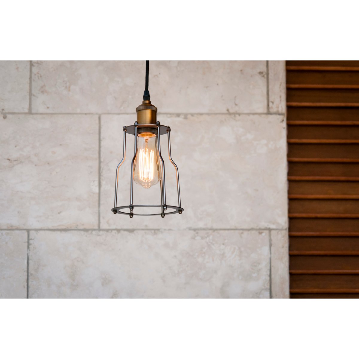 Lampe suspendue en laiton LEEDS marron, PRODUIT INTERIEUR BRUT