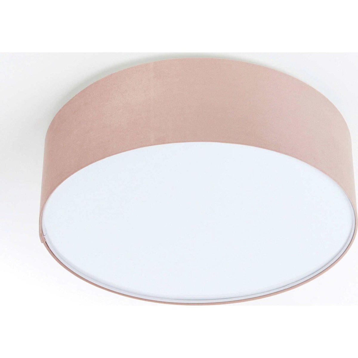 Plafonnier rond en tissu lumière douce Jasmin bebe rose poudré doux et blanc, BPS KONCEPT