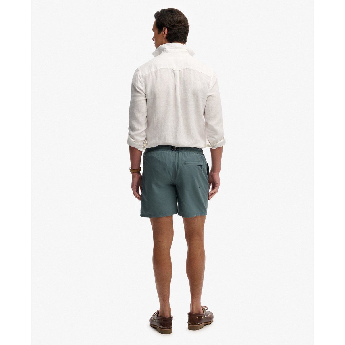 Short de bain 16 pouces Logo Imprimé bleu temps orageux, SUPERDRY