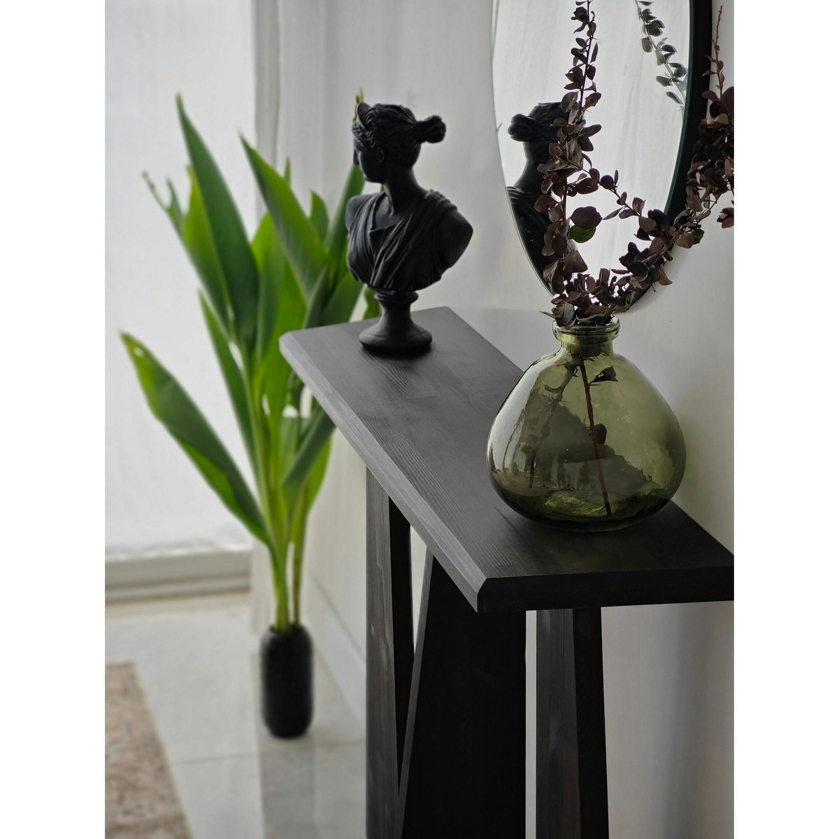 Console d'entrée en bois, 3 pieds SITIA anthracite, PIER IMPORT