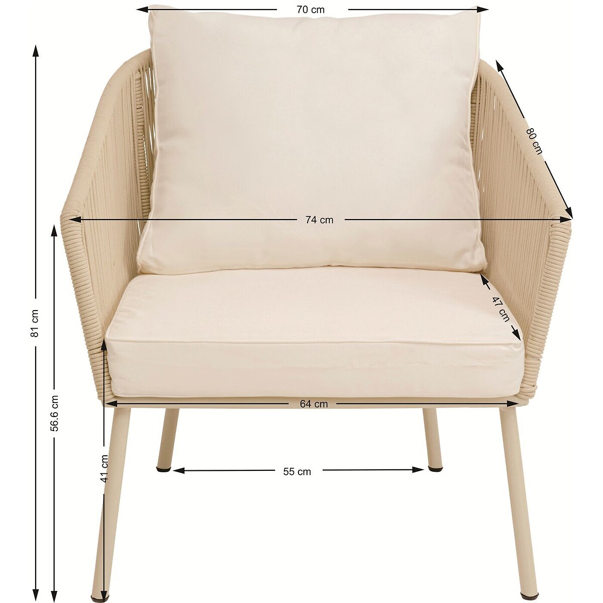 Fauteuil Elba crème beige, KARE DESIGN