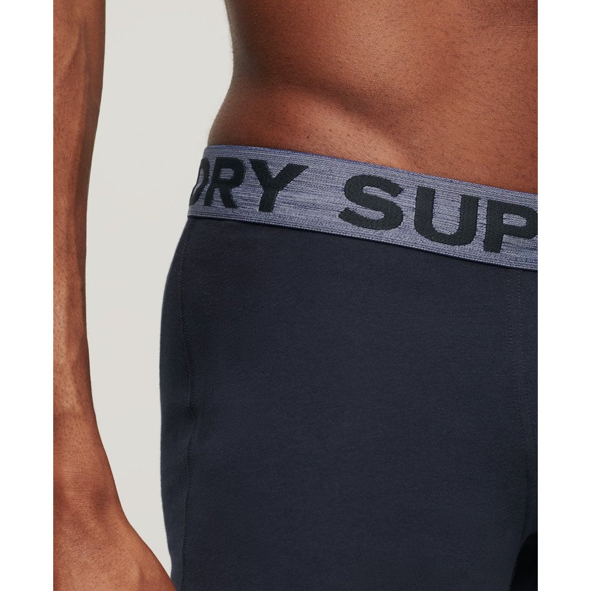 Lot de deux caleçons en coton biologique bleu marine éclipse, SUPERDRY