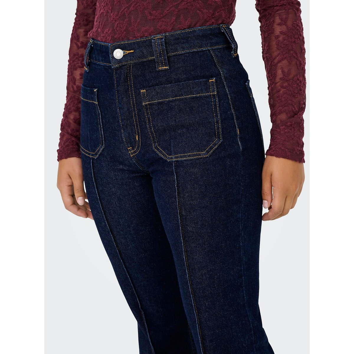 High Waist Flared Jeans untreated denim, ONLY