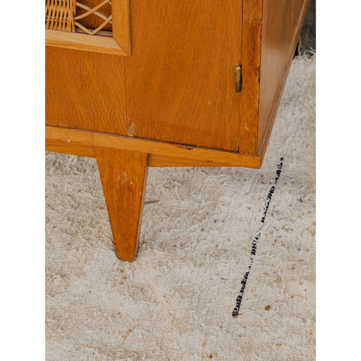 Armoire en bois et rotin Magda N°716 - Bon état bois clair, DEBONGOUT