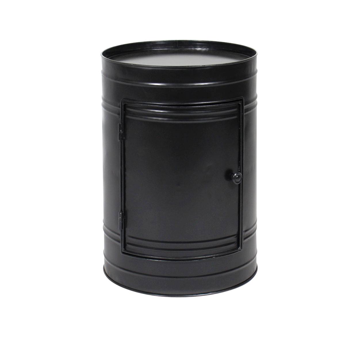 Table de chevet bidon en métal noir MERYL noir, MADE IN MEUBLES