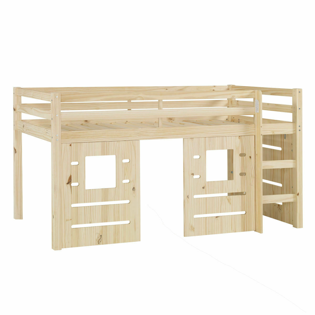 Pack lit mi-hauteur avec matelas Bois massif  ALMA bois naturel, AKITEN RETAIL