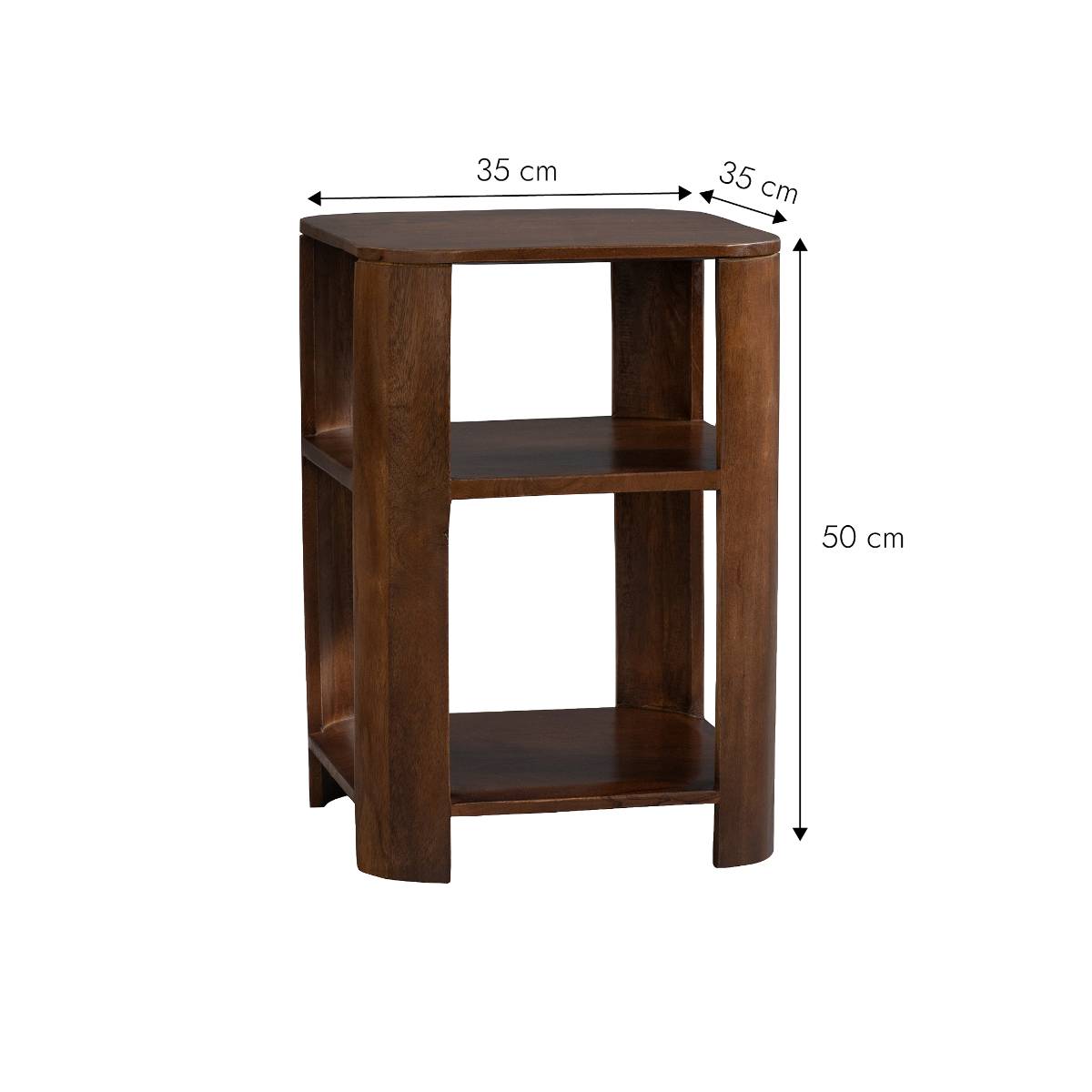 Table de chevet à plateaux en bois de manguier MAORA bois foncé, MADE IN MEUBLES
