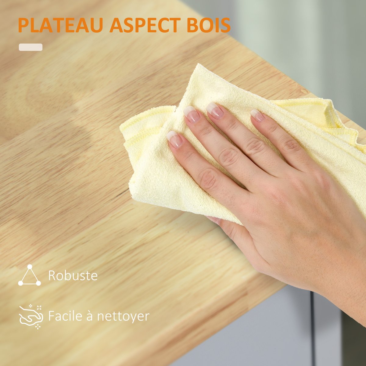 Îlot de cuisine MDF Blanc blanc et bois naturel, HOMCOM