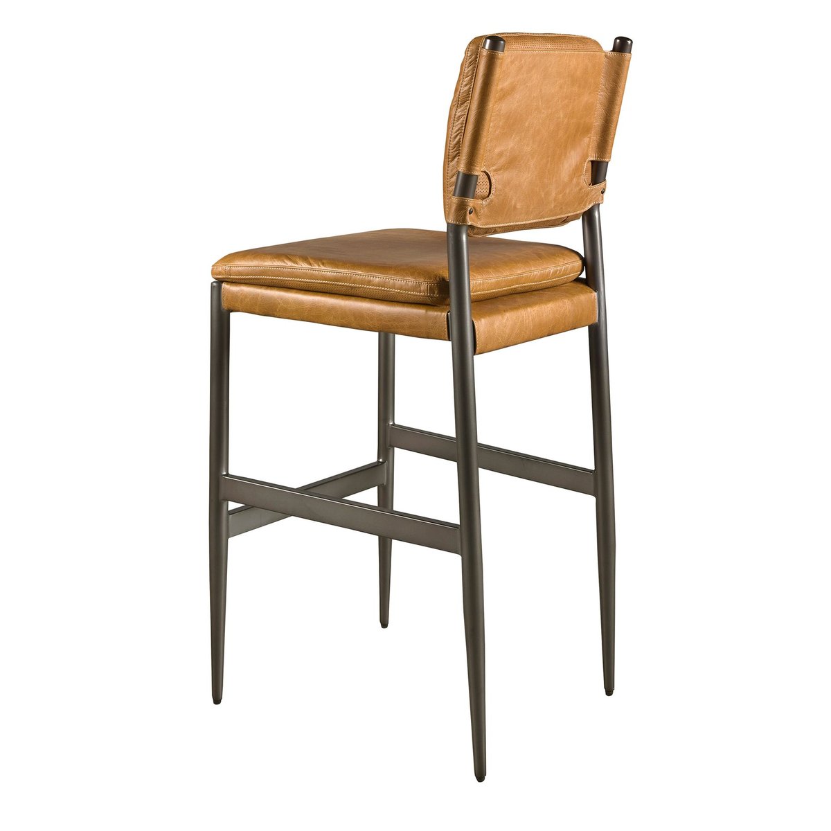 Tabouret en cuir marron marron | acier foncé, ANGEL CERDA
