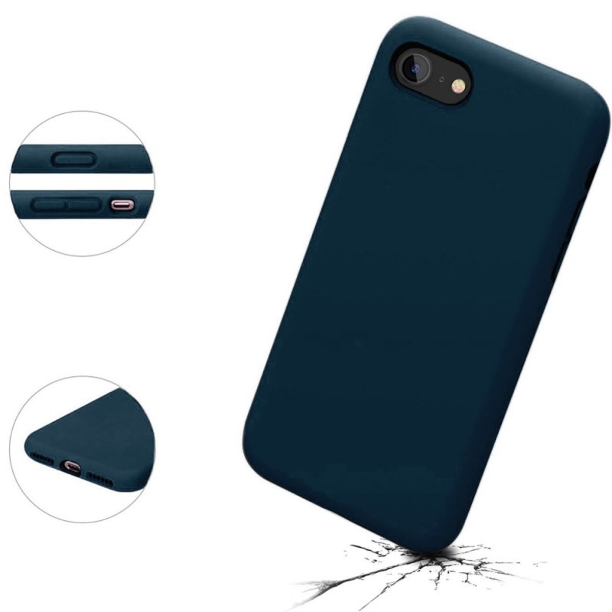 Coque iPhone Se 2020 / 2022 antichoc + 2 vitres bleu, EVETANE