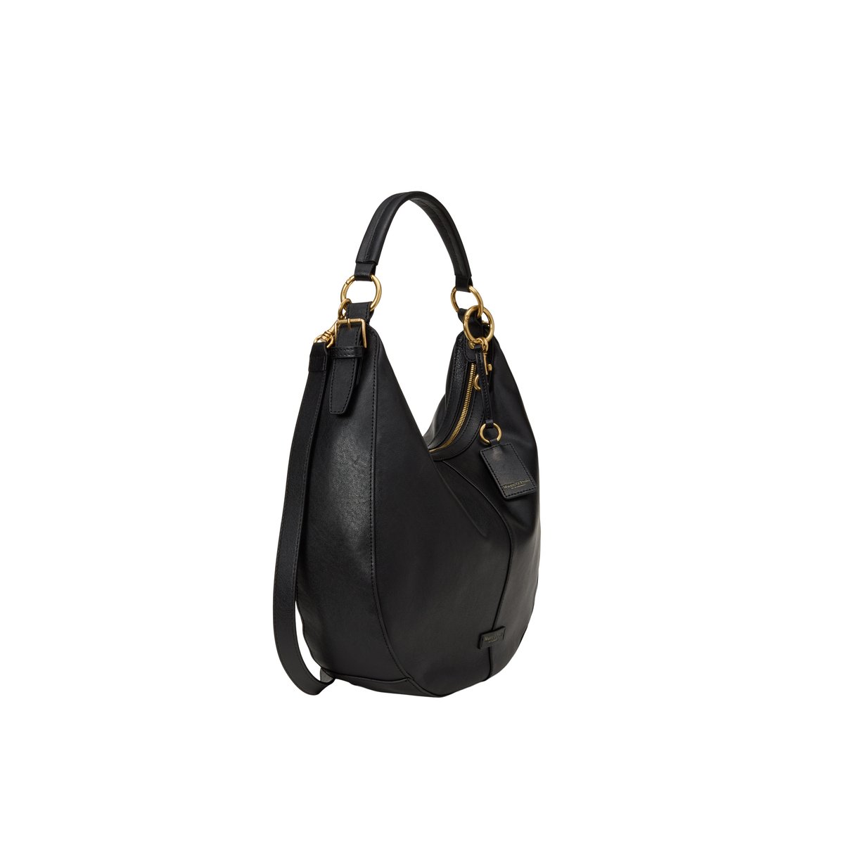 Sac à bandoulière modèle Philine moyen en cuir de vachette souple noir, MARC O'POLO