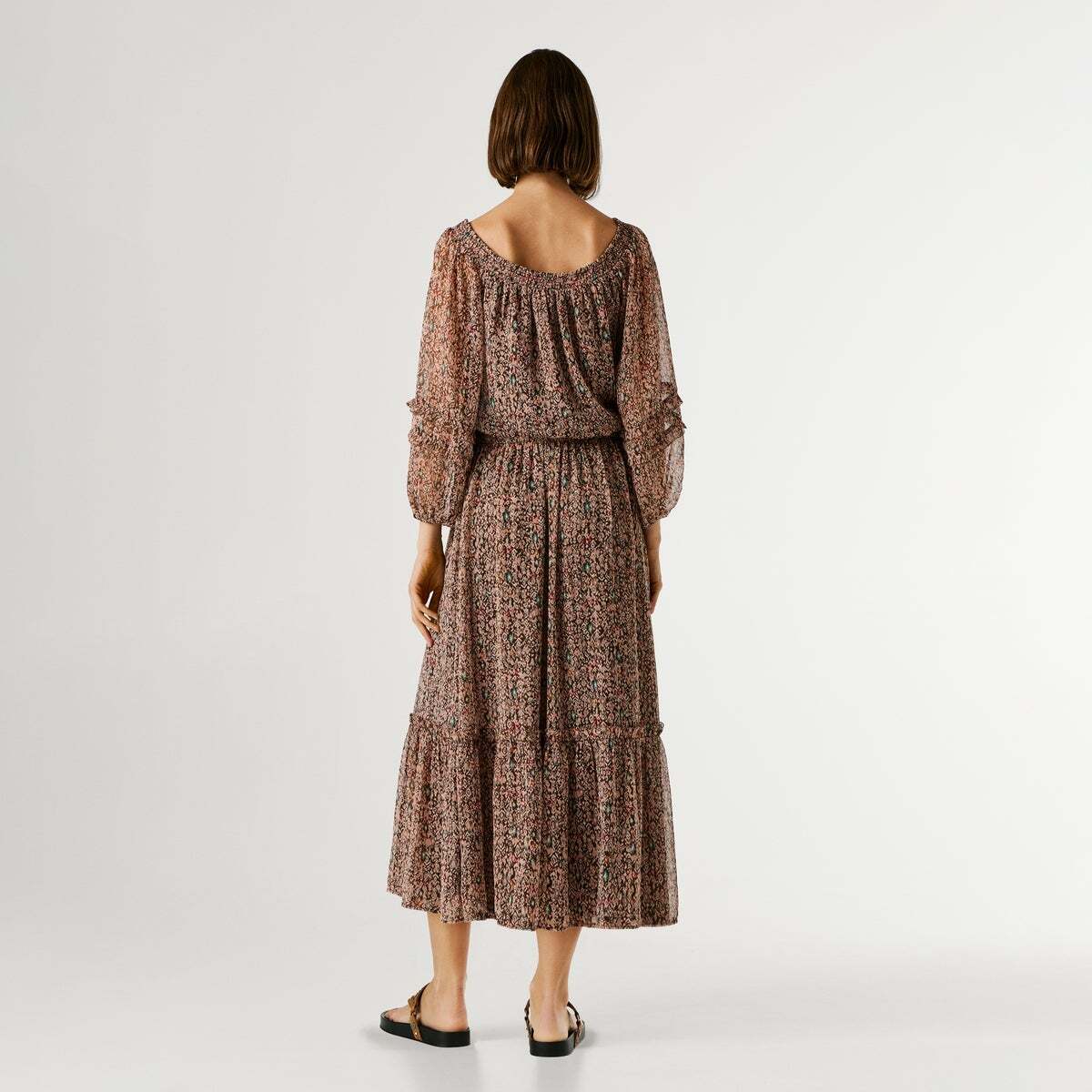 Robe Longue À Imprimé Fantasie brun terre, PEPE JEANS