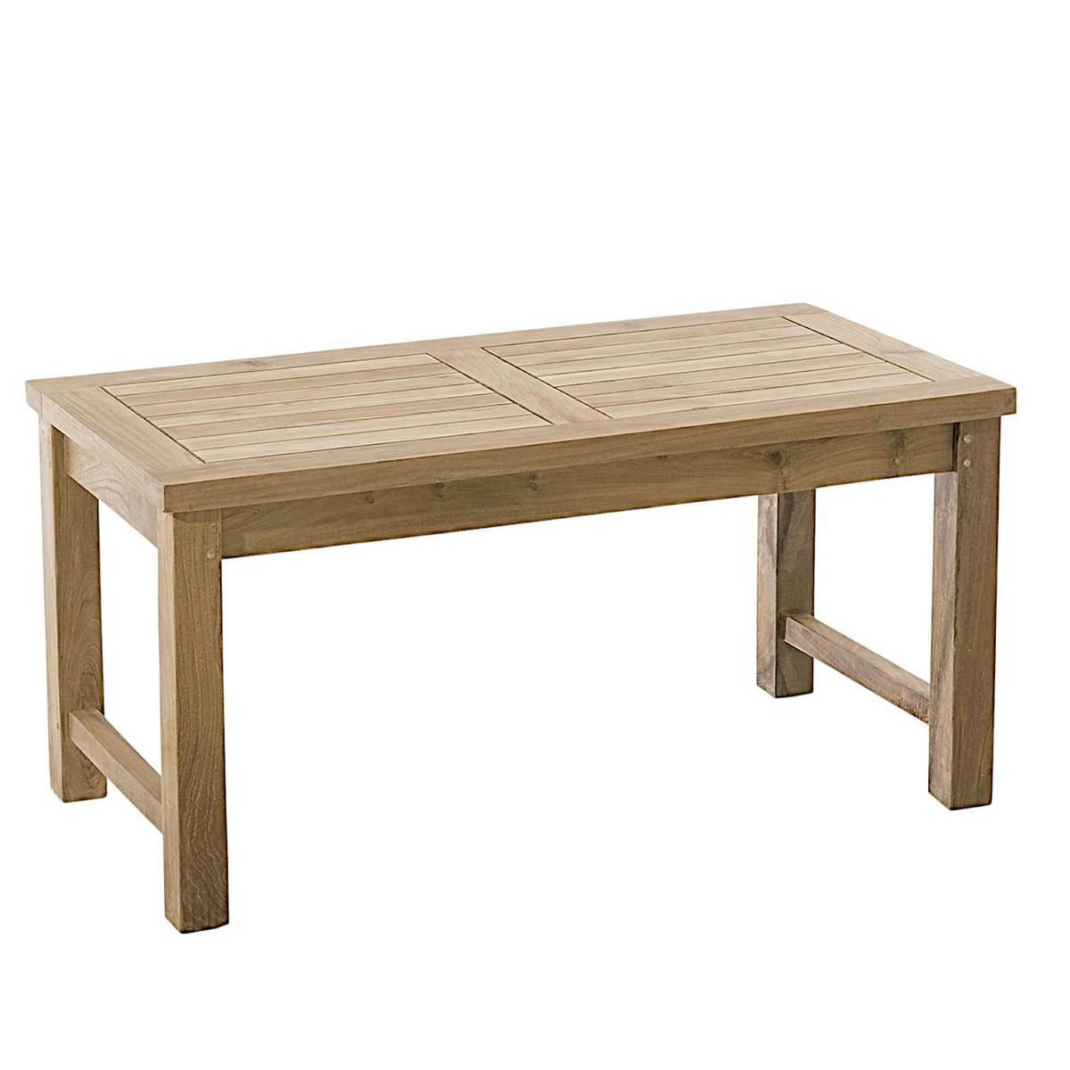 Table basse de jardin contemporaine rectangle en bois de teck brut massif 90cm SUMMER bois naturel, PIER IMPORT