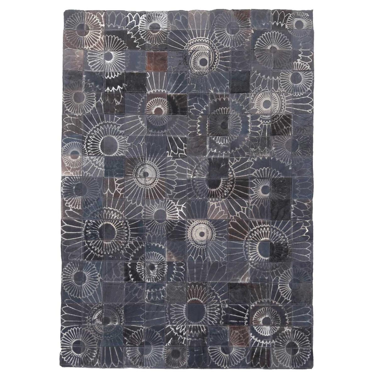 Tapis peau de vache LUBO, kilim fait main marron, UN AMOUR DE TAPIS