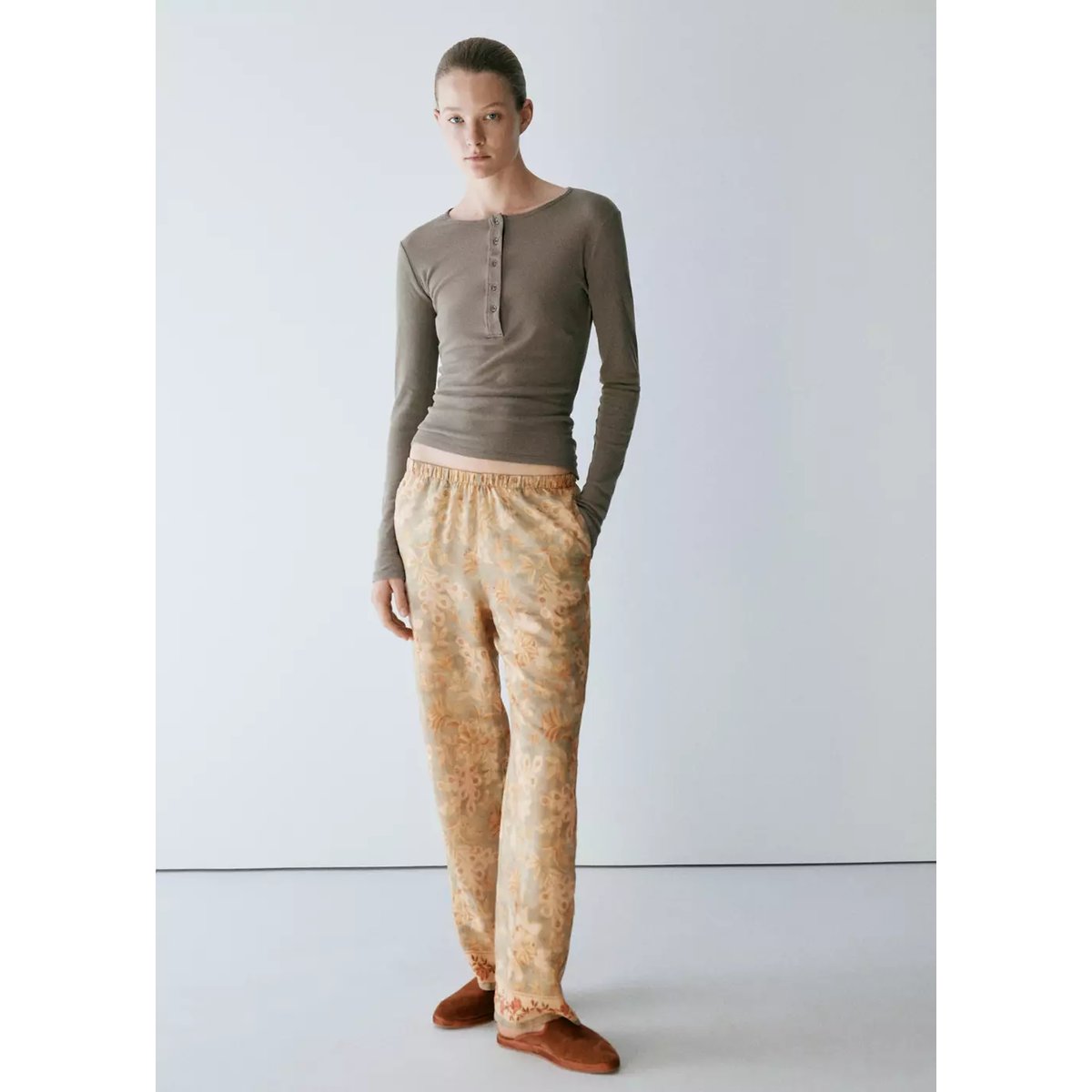 T-shirt de pyjama 100 % coton vert, MANGO