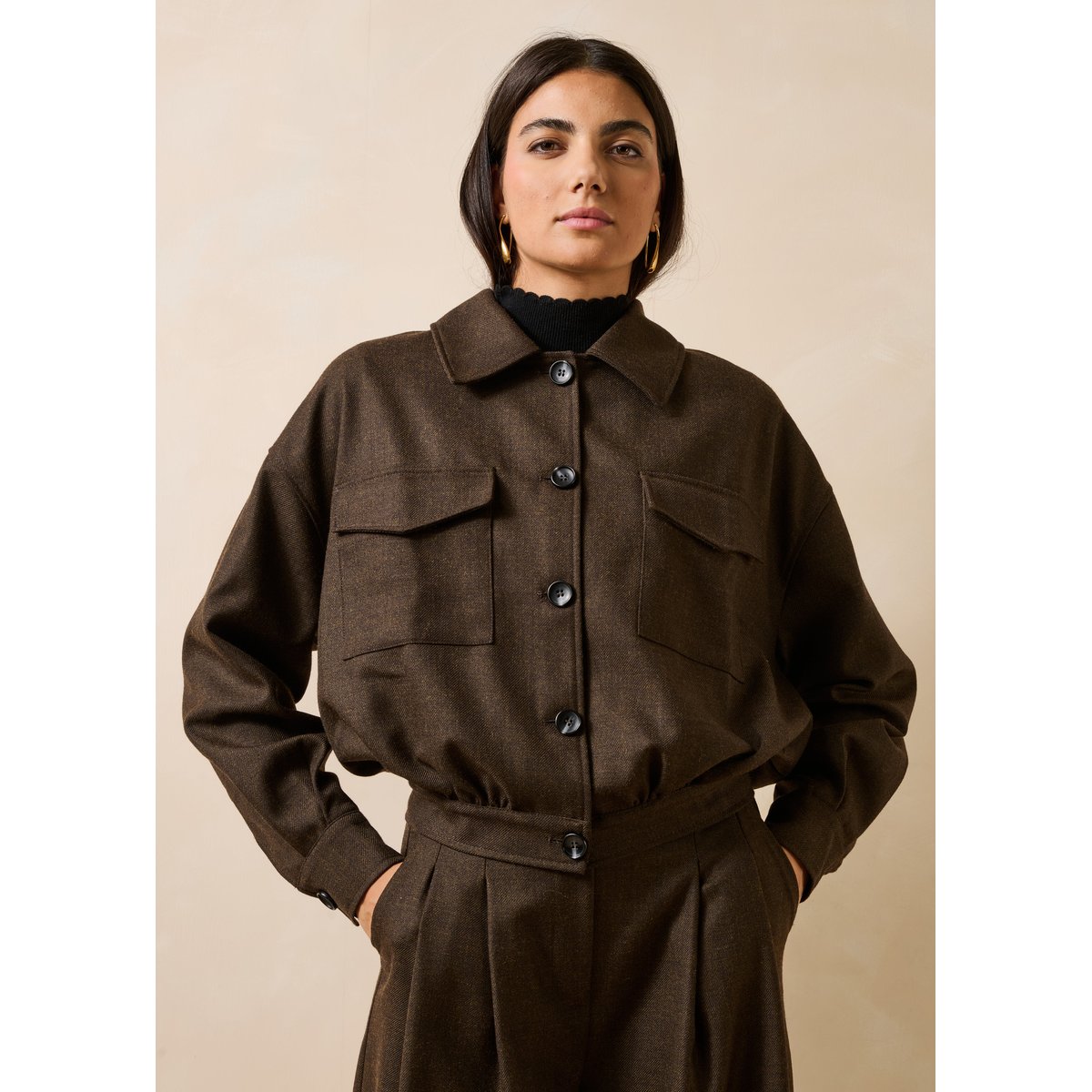 Veste manches longues marron, LA FEE MARABOUTEE