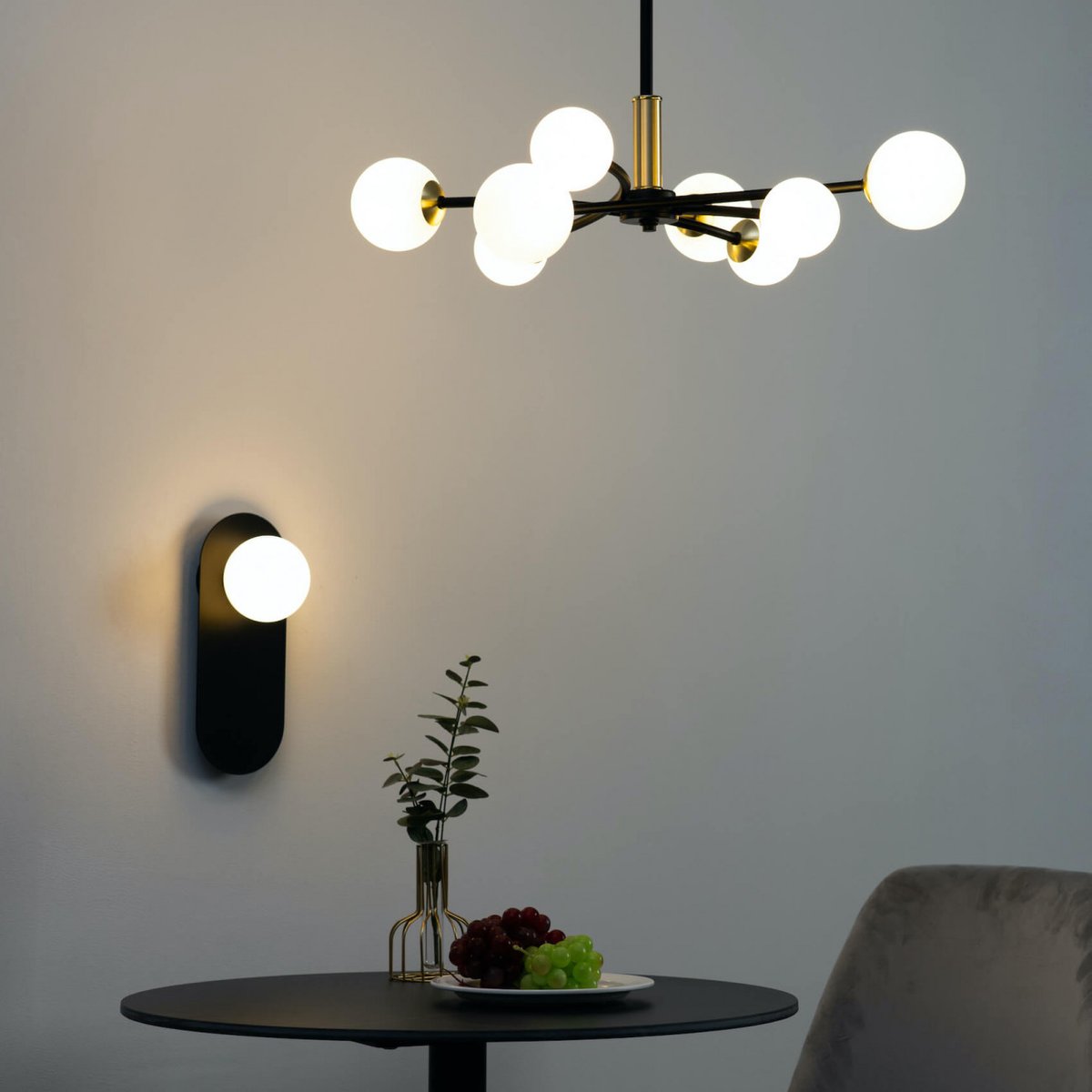 Petite applique murale élégante - MATTINA noir et blanc, KOSILUM