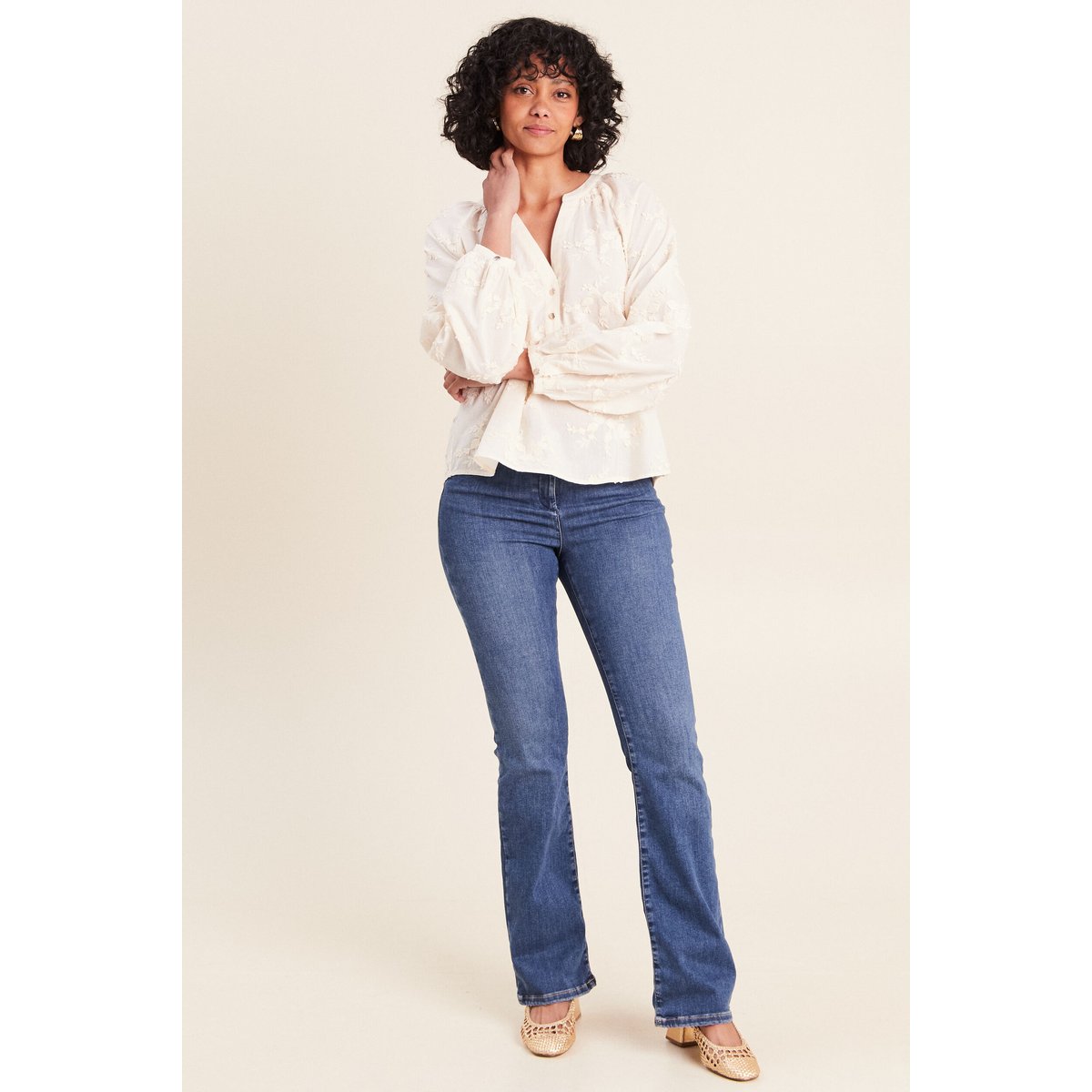 Blouse ample manches longues fluide ecru, BREAL