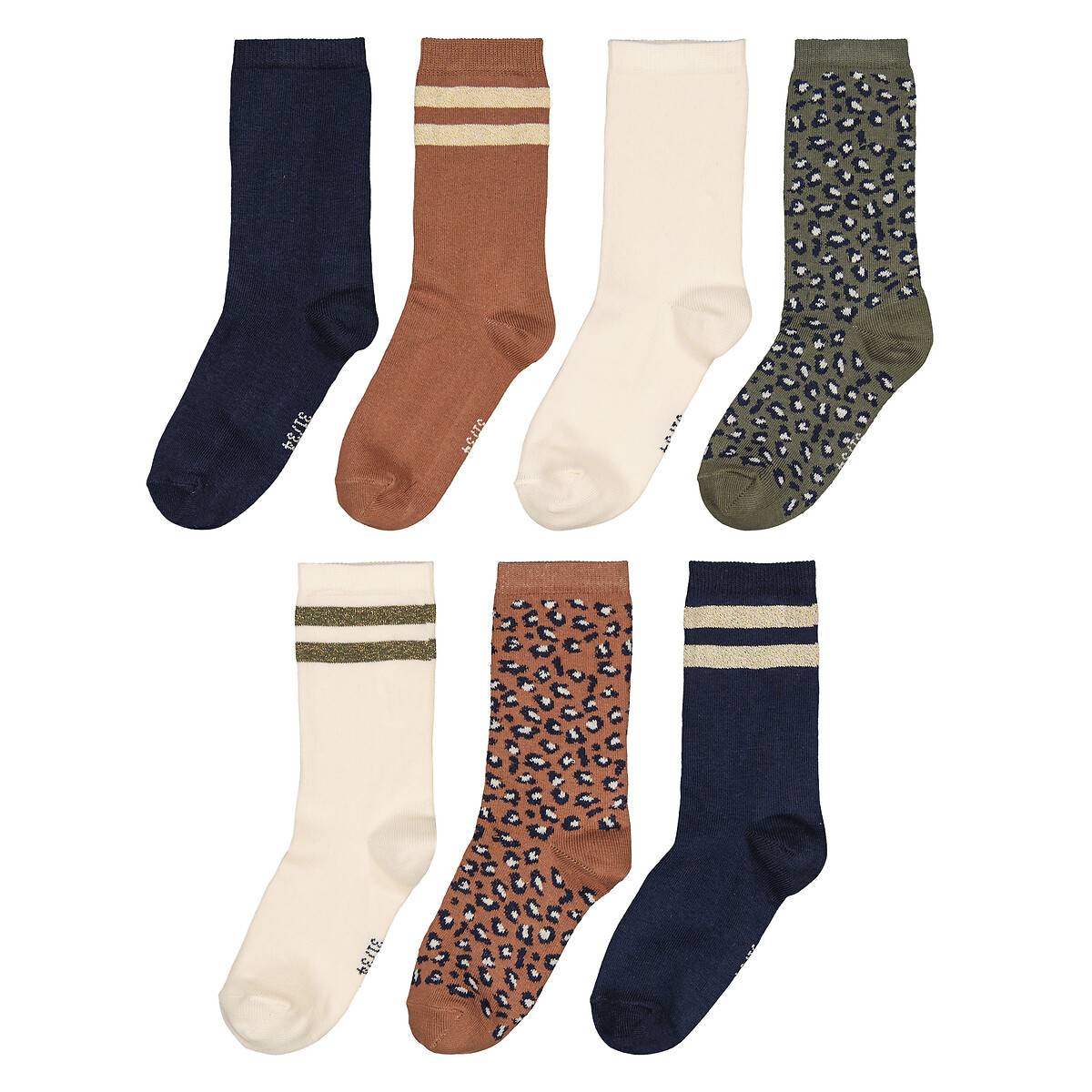 Lot 7 paires de chaussettes, rayures et léopard multicolore, LA REDOUTE COLLECTIONS