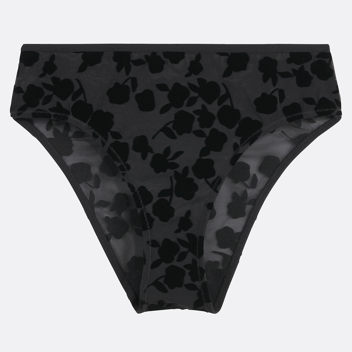 Hoog uitgesneden slip van flock stretch tule, DAHLIA zwart, LA REDOUTE COLLECTIONS