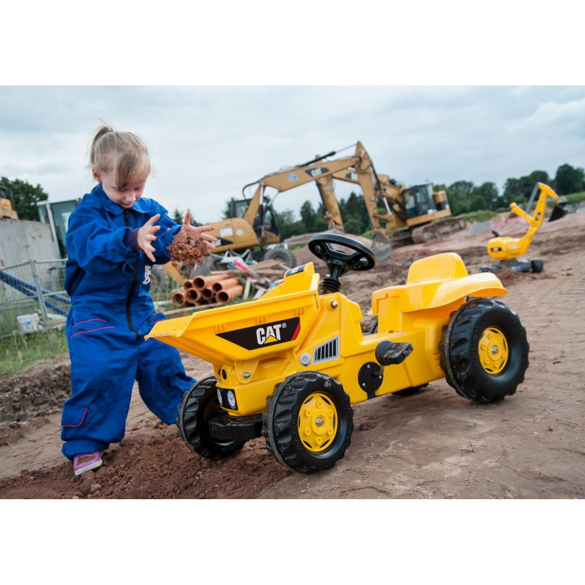 Tracteur a Pedales rollyKid Dumper CAT jaune, ROLLY TOYS