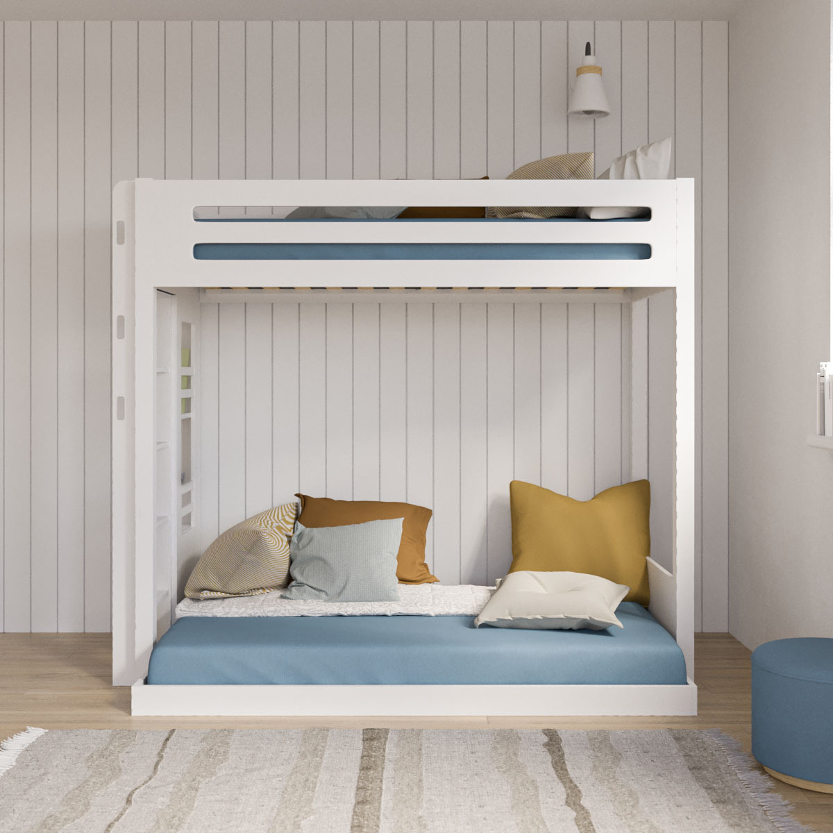 Lit superposé 3 places Montessori Bois massif ISA bois naturel, AKITEN RETAIL