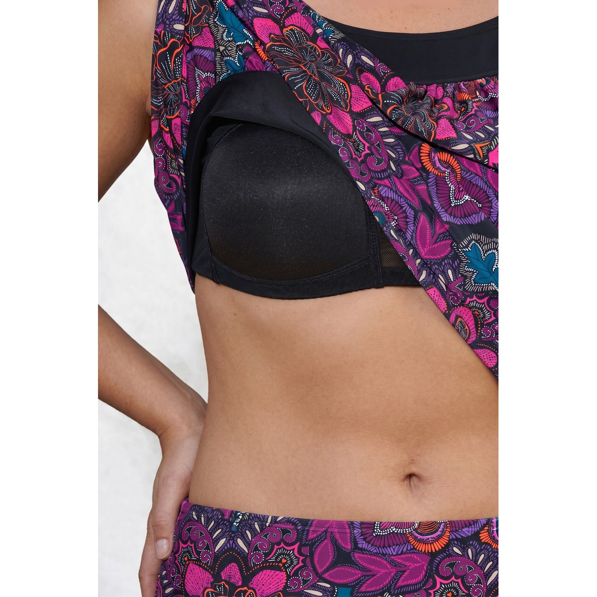 Tankini avec motif, bretelles réglables noir, ULLA POPKEN
