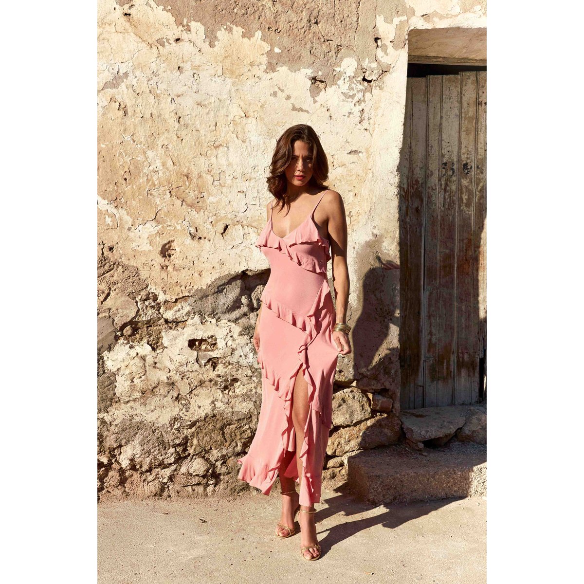 Robe longue fluide uni ROSILDA 40-rose, LA PETITE ETOILE