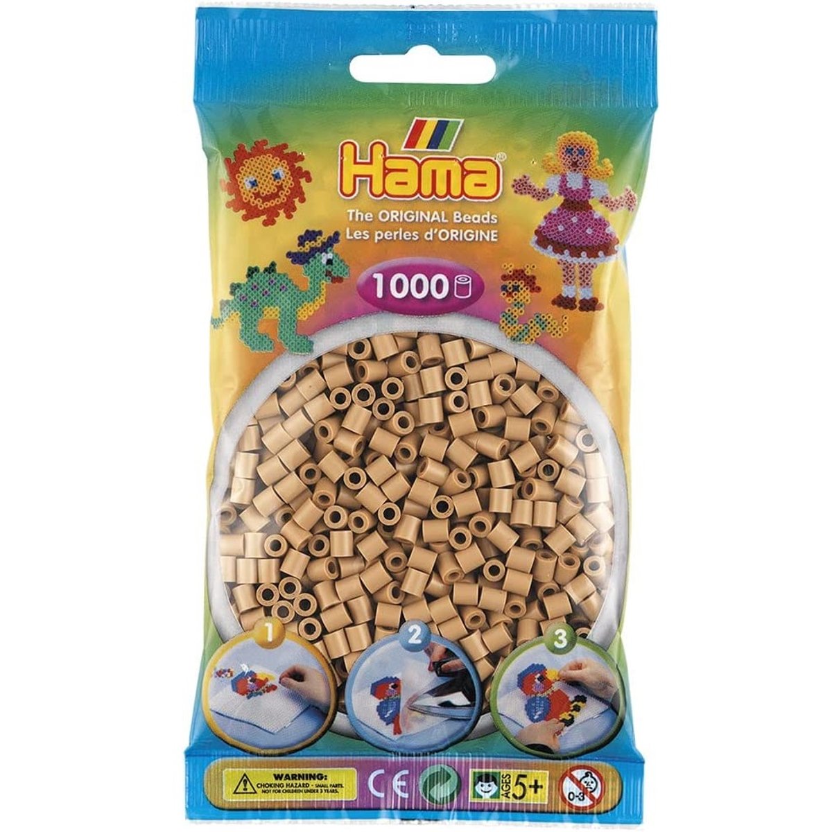 Sachet 1000 perles plastique Midi café frappé marron, HAMA