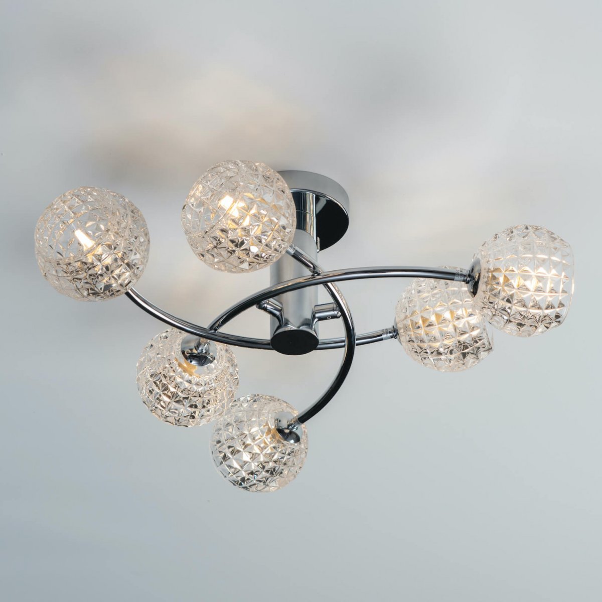 Plafonnier 6 sphères verre design - SALVATI argenté / chromé, KOSILUM