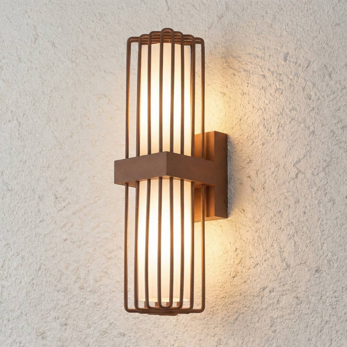 Applique extérieure en aluminium moderne rouille, blanc, LUCANDE