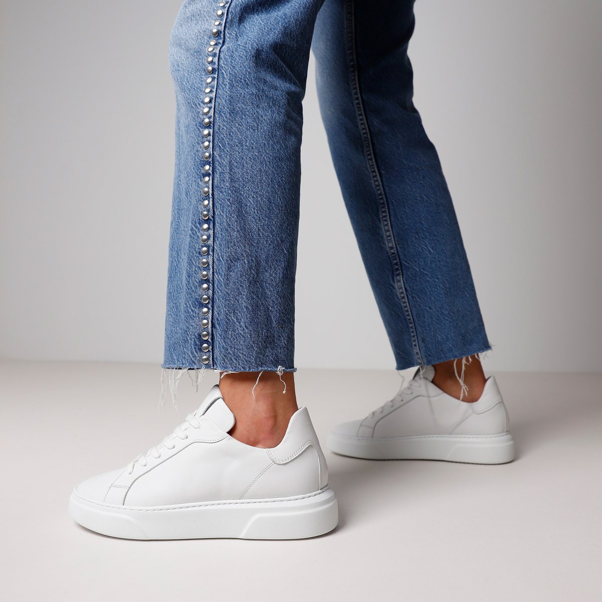Baskets en cuir JUNO UNI blanc, VIA VAI