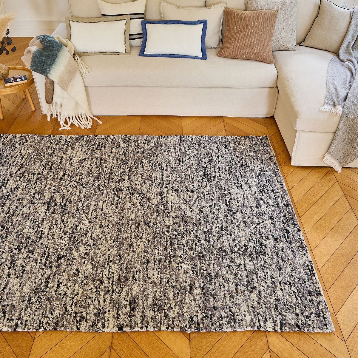 Tapis tissé en laine BENOITE gris, HABITAT