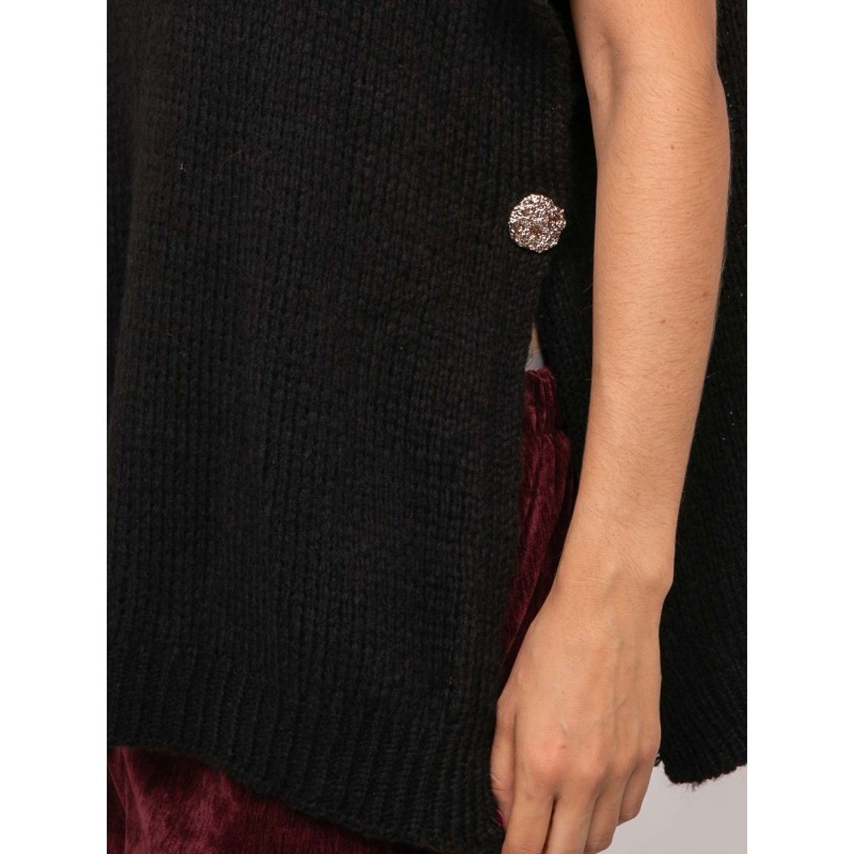 Pull Oversize Manches Courtes Grosse Maille Kireve noir, DONA LISA