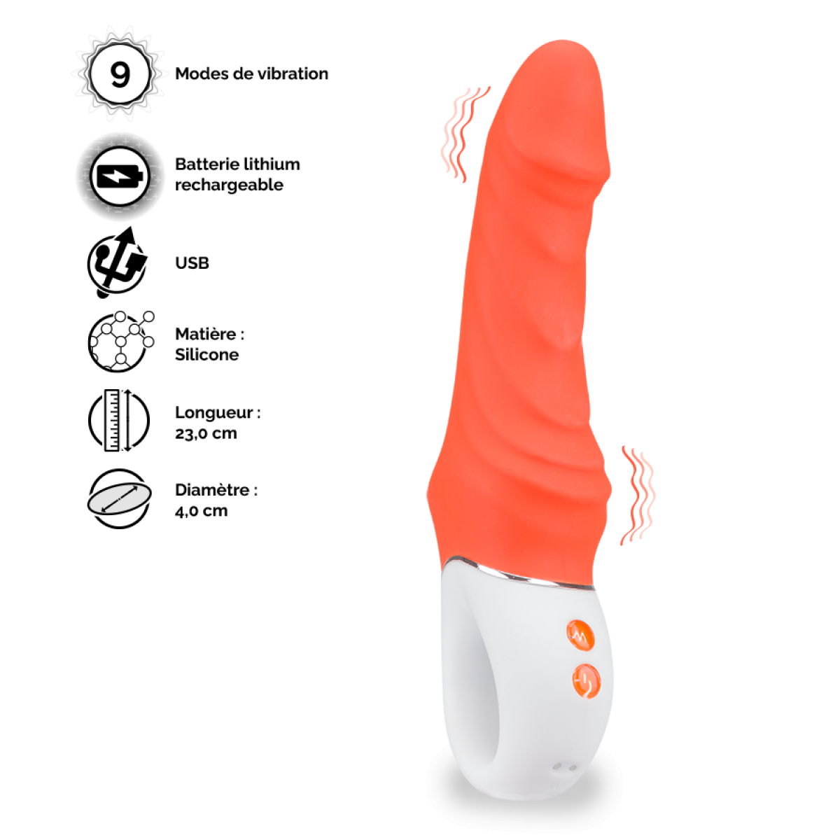 Vibromasseur puissant intense Rodéo orange, LOVE AND VIBES