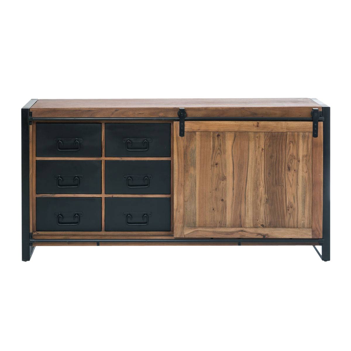 Buffet en bois d'acacia et métal HAVANA bois foncé, MADE IN MEUBLES