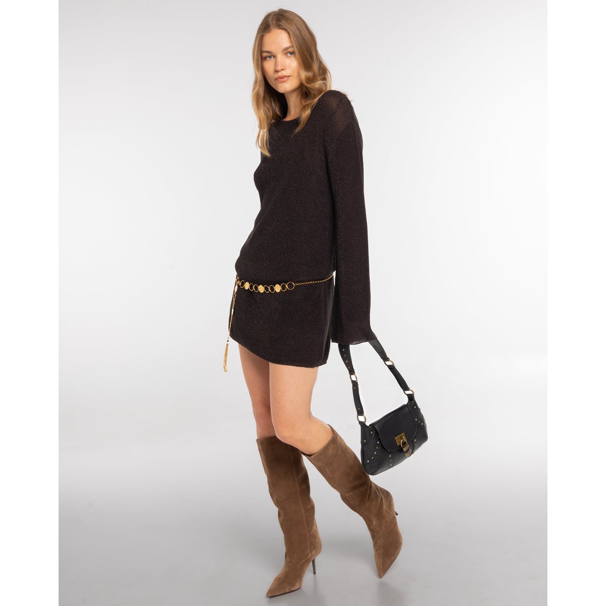 Robe mini en maille gris, THE-ARE