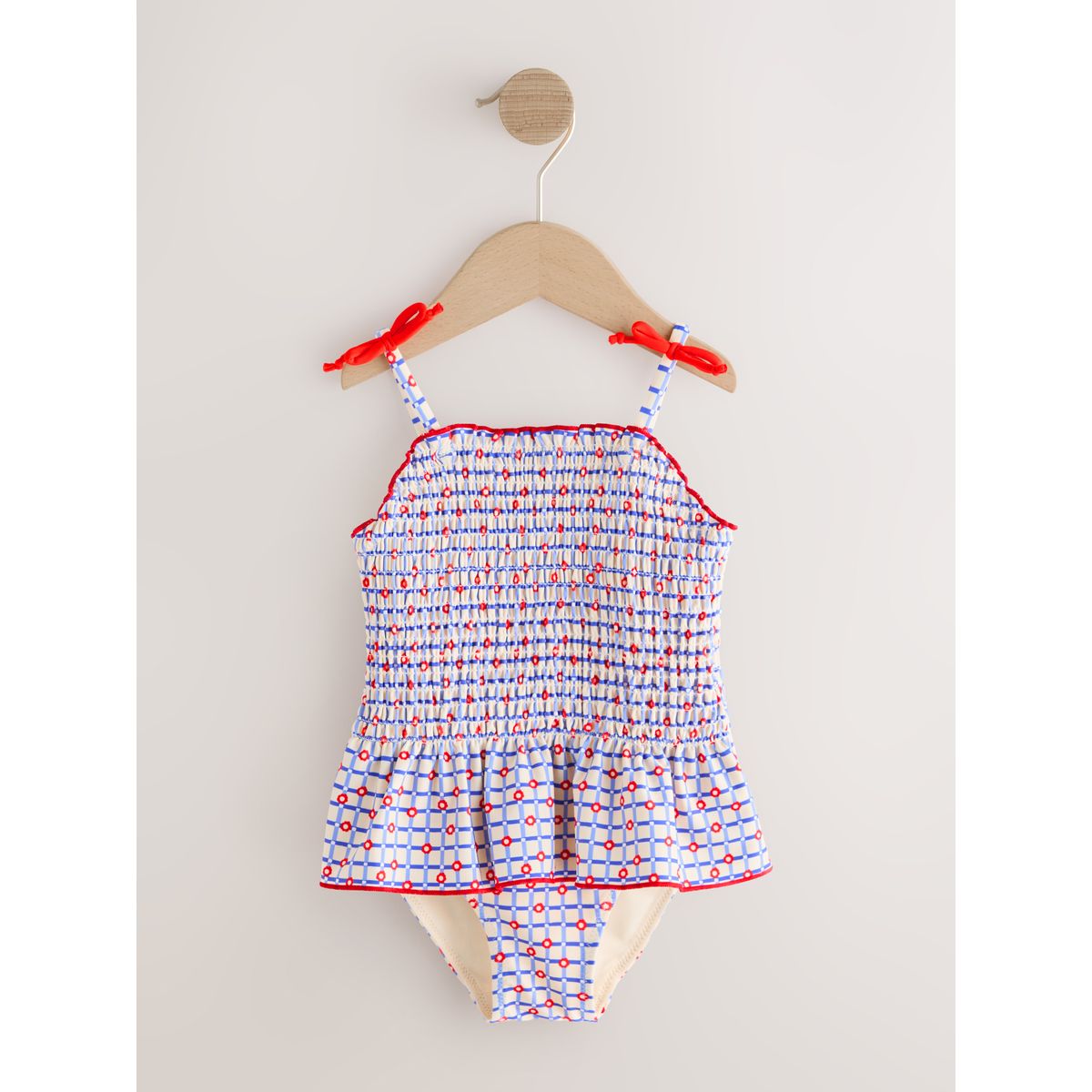 Maillot de bain à fronces rouge/bleu à carreaux, NEXT