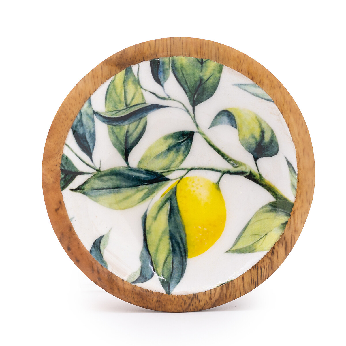 Small Lemons White Round Dish in Mango Wood multi-coloured, SO'HOME