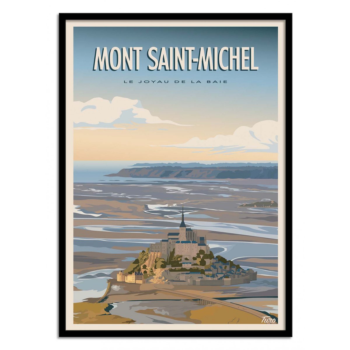 Affiche d’art et cadre noir 50 x 70 cm - Mont Saint-Michel - TuroMemoriesStudio affiche d'art avec cadre bois noir, WALL EDITIONS