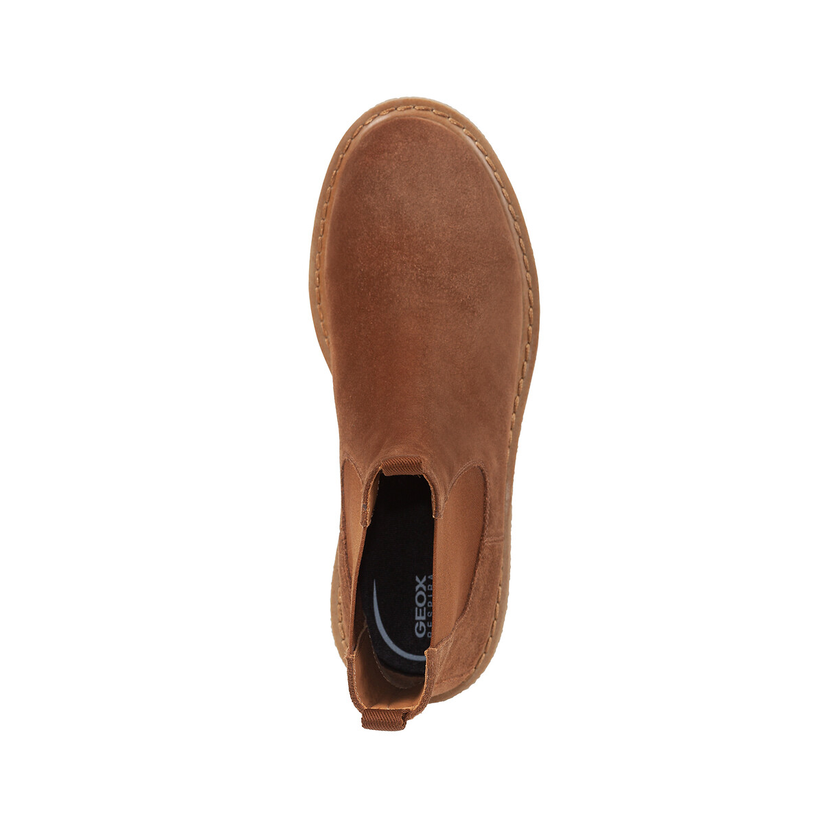 Boots cuir chelsea Elidea, semelle crêpe camel, GEOX