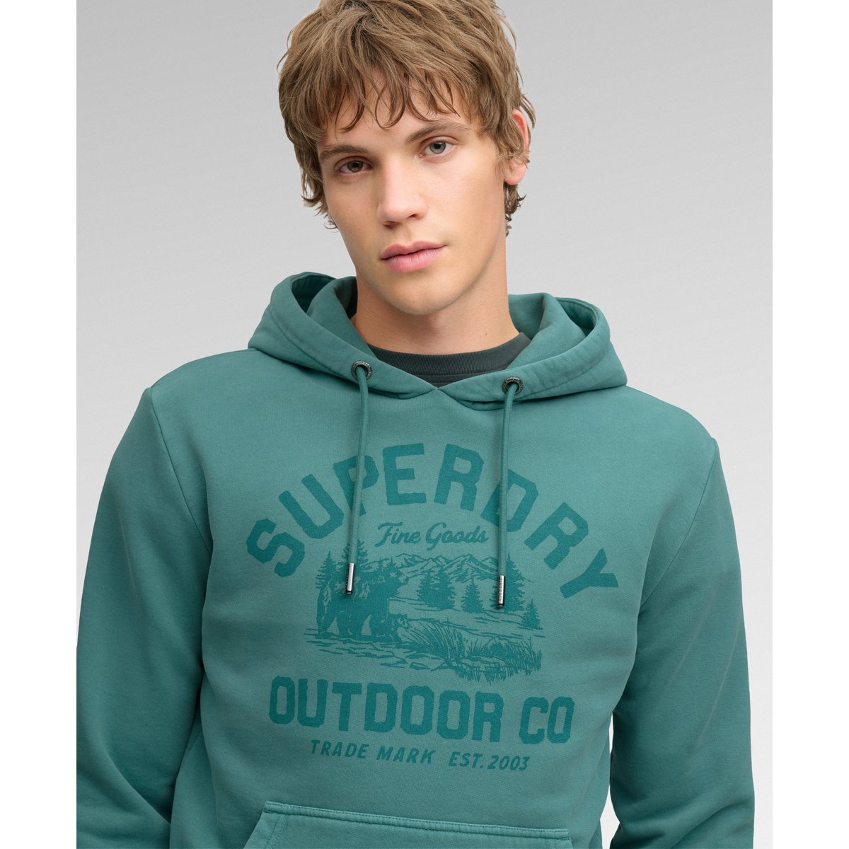 Sweat à capuche Outdoor Icon coupe décontractée bleu sarcelle, SUPERDRY