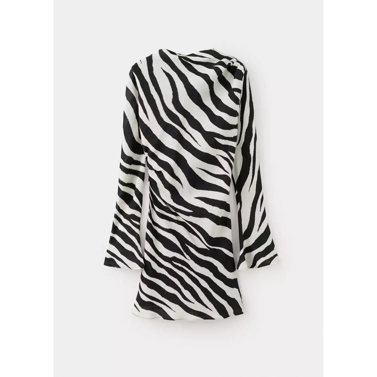Robe zèbre manches évasées noir, MANGO