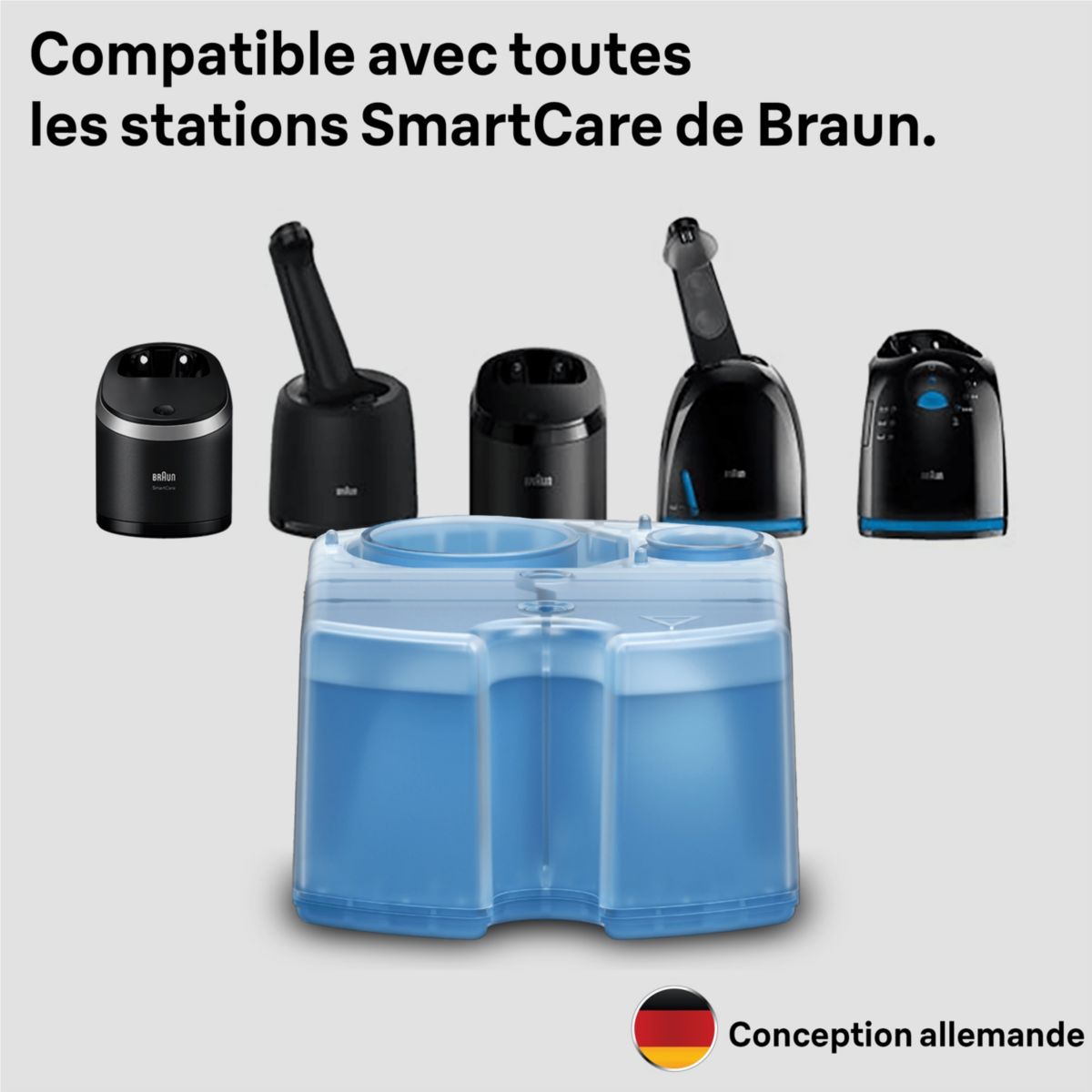 Cartouche nettoyante nettoyante ShaverCare 3-en-1 pour rasoir x6 cartouches couleur unique, BRAUN