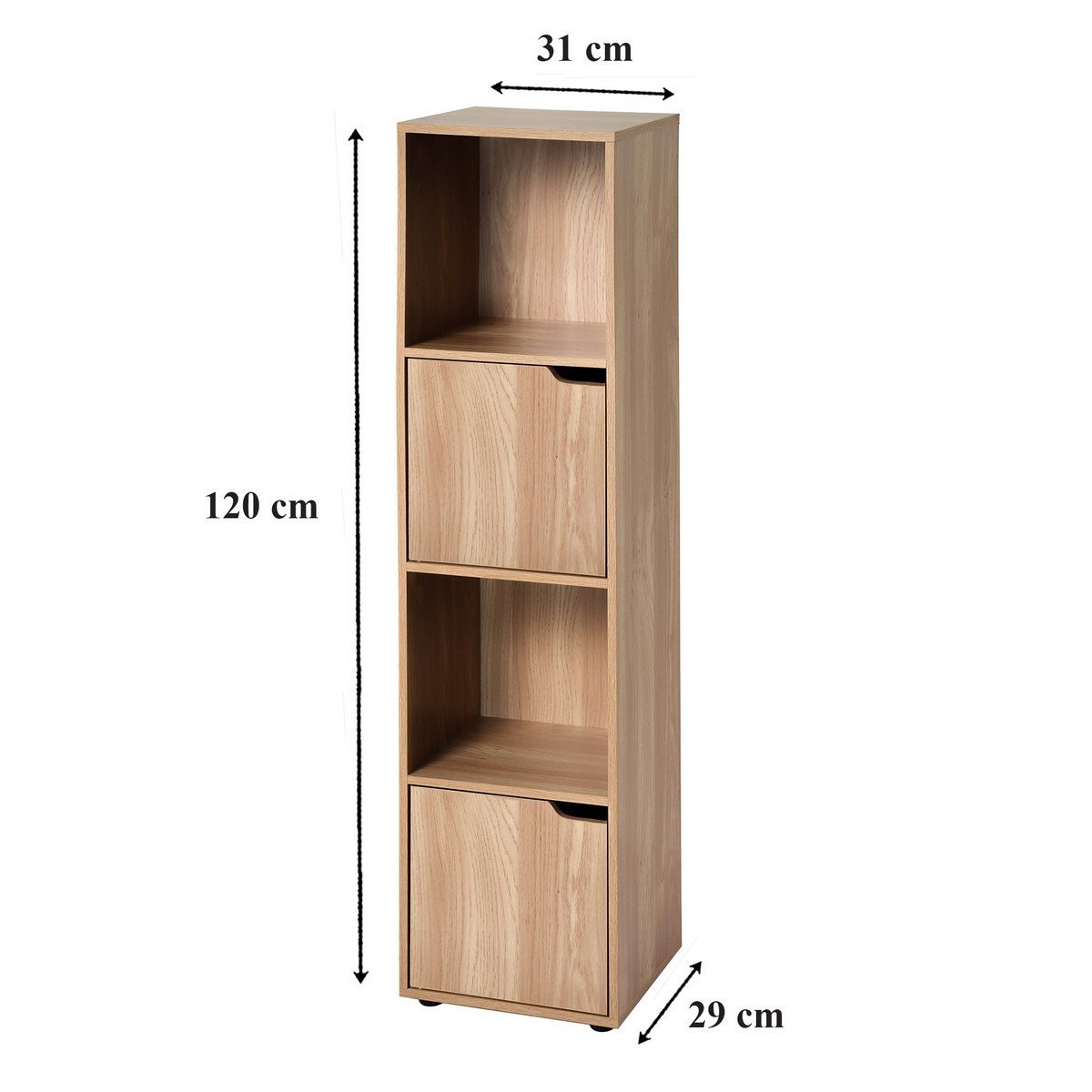 Meuble 4 cases décor bois 2 portes - Modu bois, CALICOSY
