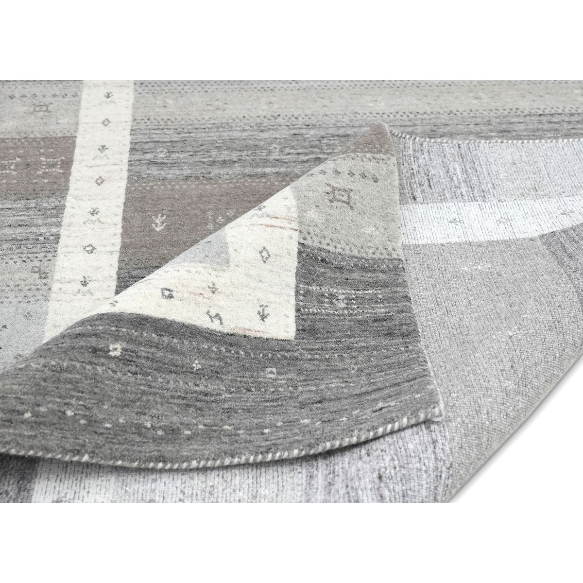 Tapis de salon tissé main en laine - MEMU argent multi, THEKO