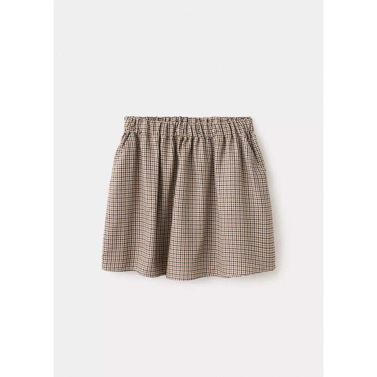 Jupe à carreaux taille élastique beige, MANGO KIDS