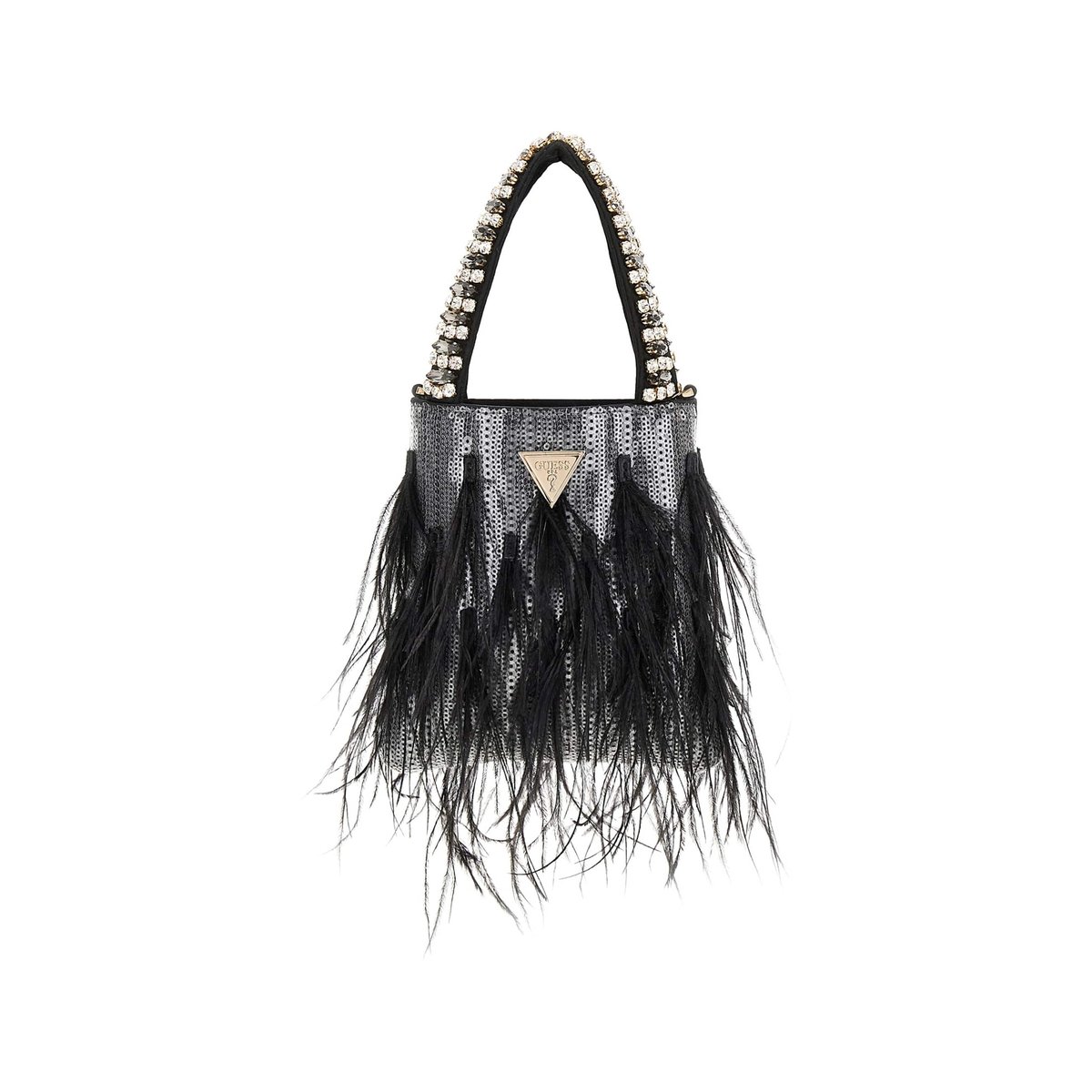 Pochette Misea Plumes noir, GUESS